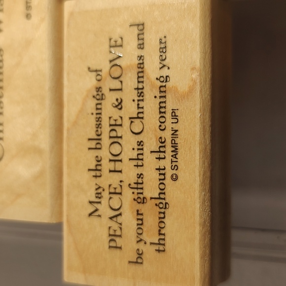 Stampin' Up! Gifts Of Christmas Stamp Set Red Rubber Wood Mounted Set Of 3 - Picture 3 of 4